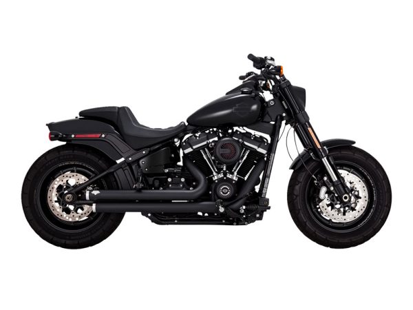 Big Shots Staggered Exhaust - Black. Fits Softail 2018up Non-240 Tyre Models