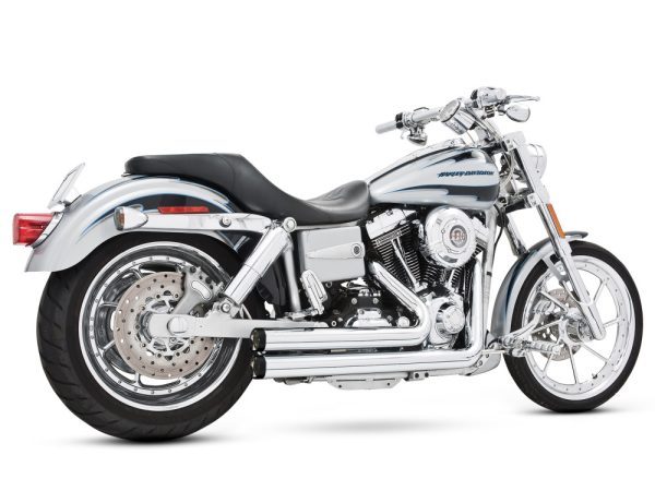 Independence Shorty Exhaust - Chrome with Black End Caps. Fits Dyna 1991-2005.