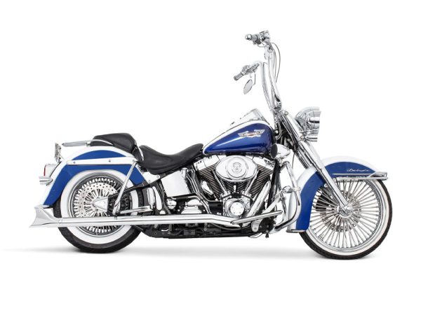 33in. True Dual SharkTail Exhaust - Chrome. Fits Softail 1997-2006.