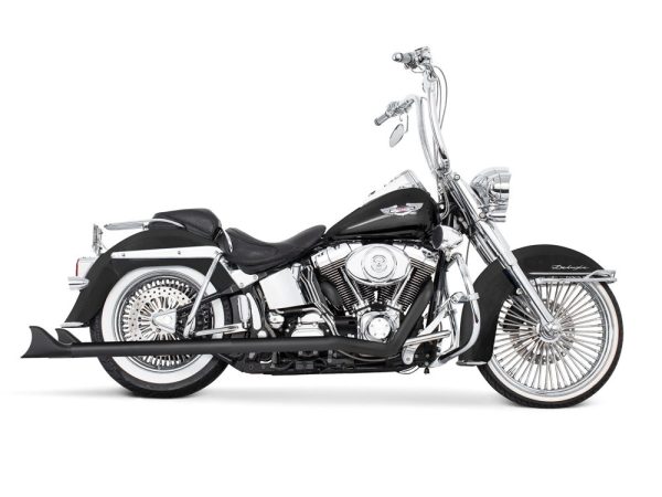 36in. True Dual SharkTail Exhaust - Black. Fits Softail 2007-2017.