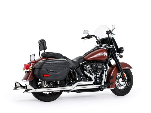 36in. True Dual SharkTail Exhaust - Chrome. Fits Softail 2018up. - Image 2