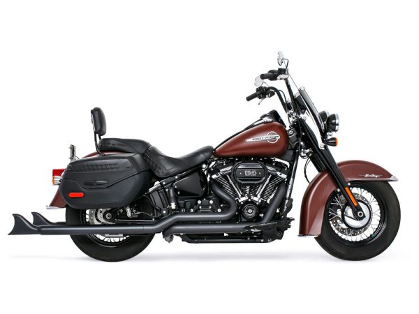 39in. True Dual SharkTail Exhaust - Black. Fits Softail 2018up.