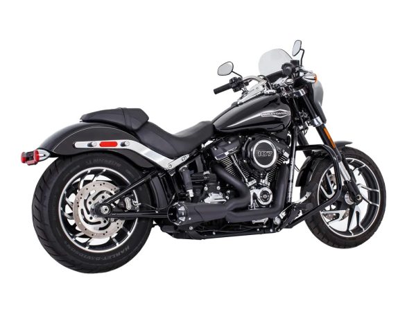 American Outlaw Shorty 2-into-1 Exhaust - Black with Black End Cap. Fits Softail 1986-2017.