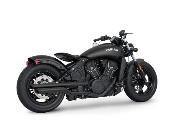 2.5in. Slip-On Mufflers - Black with Black Slash End Caps. Fits Indian Scout 2015up.