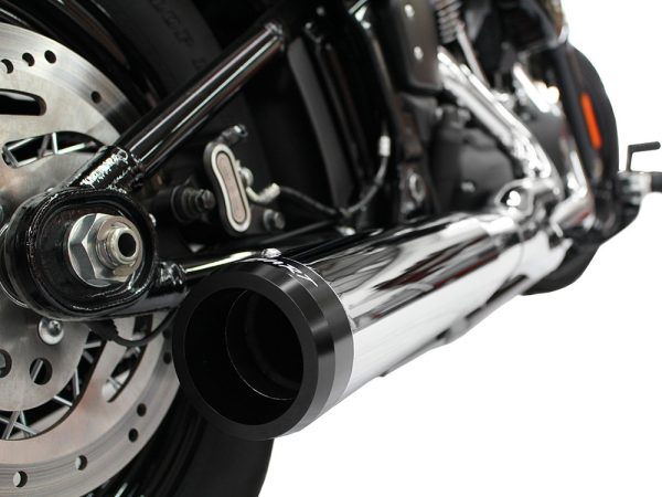 2-into-1 Exhaust - Chrome with Black End Cap. Fits Deluxe, Softail Slim, Street Bob, Low Rider & Fat Bob 2018up & Standard 2020up. - Image 2