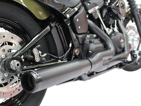 2-into-1 Exhaust - Black with Black End Cap. Fits Deluxe, Softail Slim, Street Bob, Low Rider, Fat Bob 2018up & Standard 2020up. - Image 2