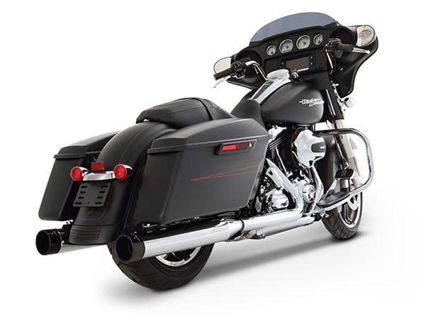 4in. Slip-On Mufflers - Chrome with Black End Caps. Fits Touring 2017up. - Image 2