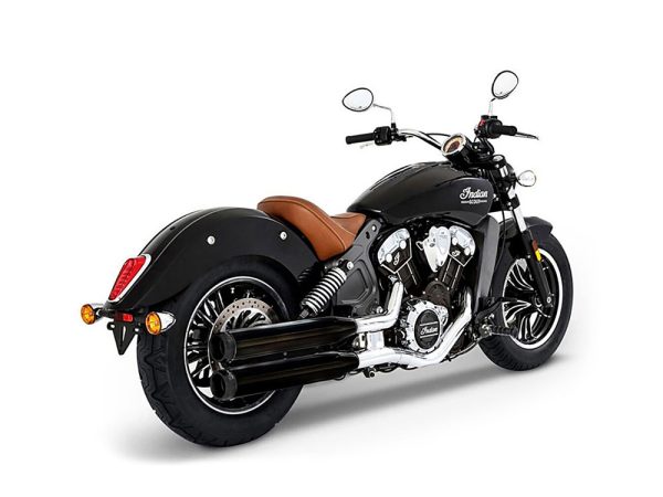 3-1/2in. Slip-On Mufflers - Black with Black End Caps. Fits Indian Scout 2015up.