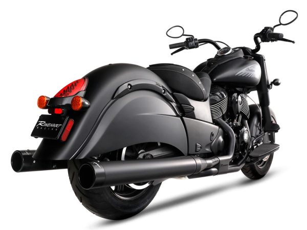 4in. DBX40 Slip-On Mufflers - Black with Black End Caps. Fits Indian Big Twin 2014up with Hard Saddle Bags.