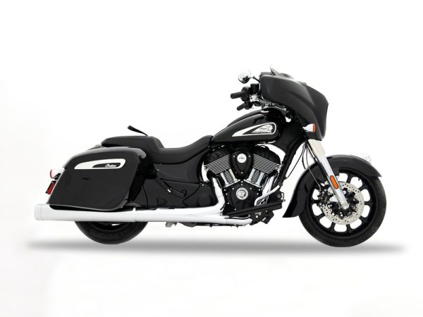 4.5in. DBX45 Slip-On Mufflers - Chrome with Chrome End Caps. Fits Indian Big Twin 2014up with Hard Saddle Bags.