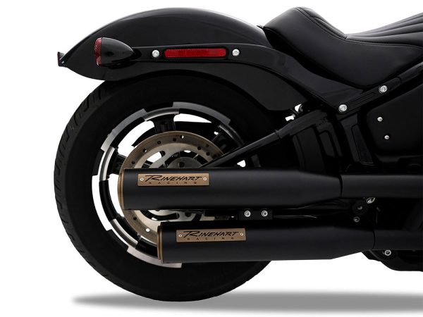 3-1/2in. Slip-On Mufflers - Black with Bronze End Caps. Fits Softail Slim, Street Bob, Low Rider, Breakout & Fat Boy 2018up & Standard 2020up. - Image 2