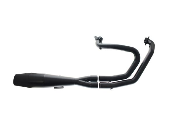 Shorty 2-into-1 Exhaust with Welded End Cap - Black. Fits Indian Scout 2015-2024