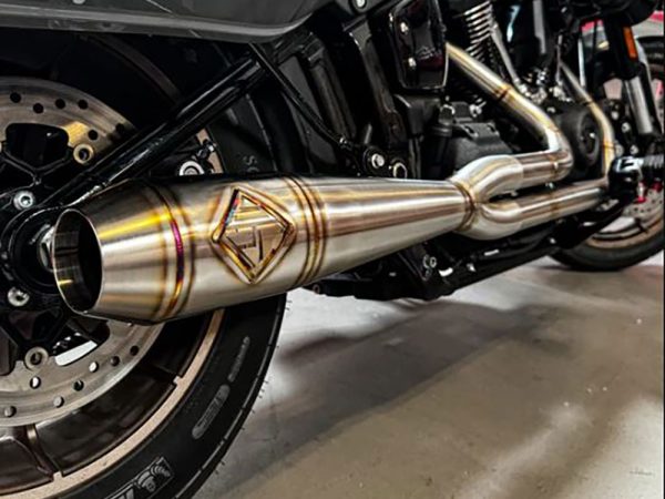 2-into-1 Mid Length Exhaust - Stainless Steel. Fits Softail 2018up Non-240 Rear Tyre Models.