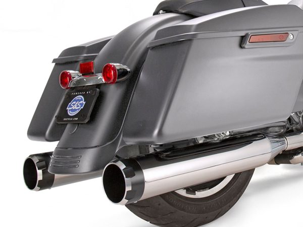 4-1/2in. Mk45 Slip-On Mufflers - Chrome with Black Thruster End Caps. Fits Touring 2017up.