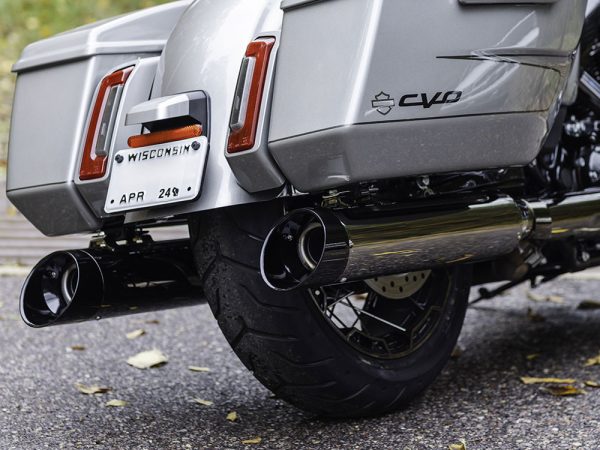 4-1/2in. Mk45 Slip-On Mufflers - Lava Chrome with Black Cutlass End Caps. Fits Touring 2017up. - Image 2