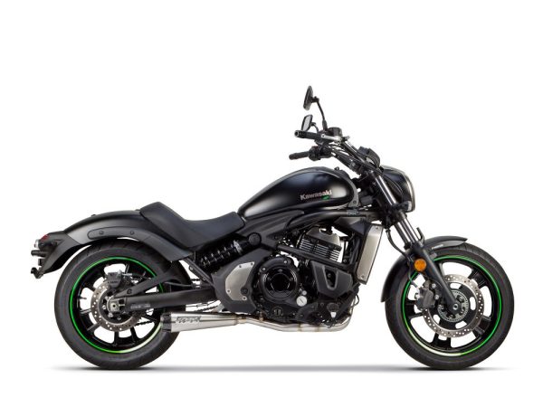 Comp-S 2-into-1 Exhaust - Stainless Steel with Carbon Fiber End Cap. Fits Kawasaki Vulcan 'S' 650cc 2015up.