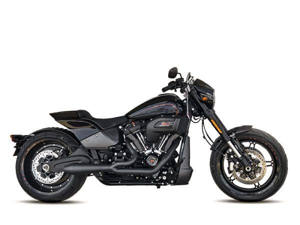 Megaphone Gen II 2-into-1 Exhaust - Black. Fits Softail Breakout & Fat Boy 2018up & FXDR 2019up.