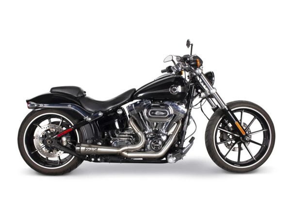 Comp-S 2-into-1 Exhaust - Stainless Steel with Carbon Fiber End Cap. Fits Softail 2000-2017, 2008-2011 Rocker & Breakout 2013-2017.