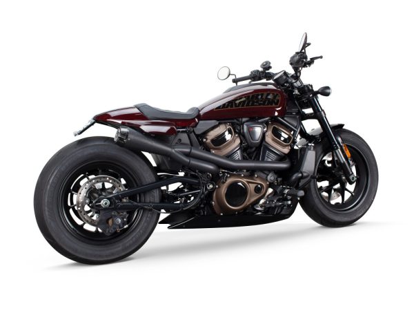 Comp-S 2-into-1 Exhaust - Black with Carbon Fiber End Cap. Fits Sportster S 2021-2023