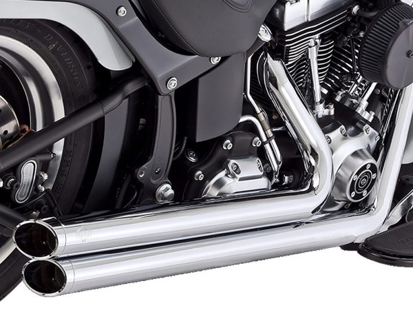 Big Shots Staggered Exhaust - Chrome. Fits Softail 1986-2017 Non-240 Tyre Models - Image 3