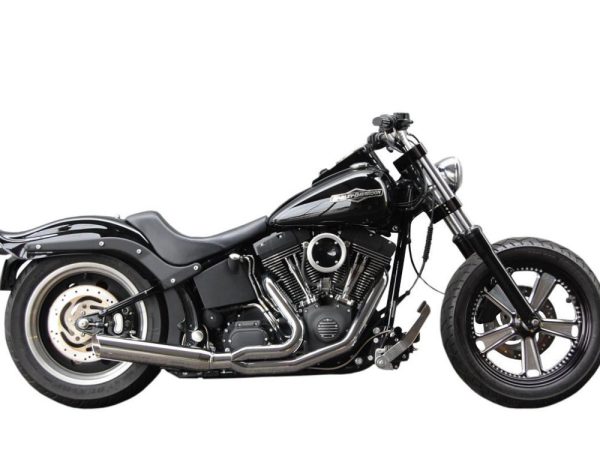 Low Cat 2-into-1 Exhaust - Chrome. Fits Softail 1986-2017 & Rocker 2008-2011.