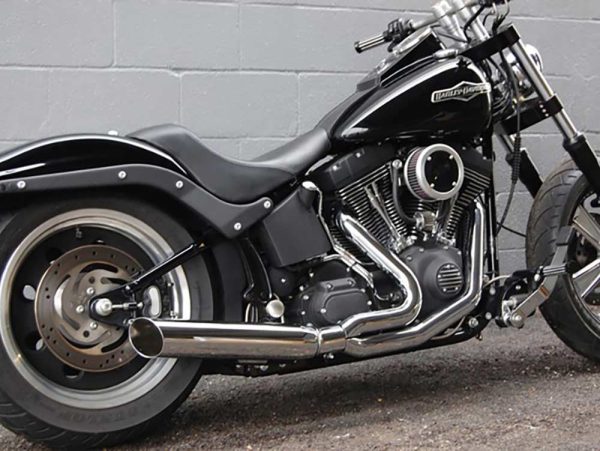 Low Cat 2-into-1 Exhaust - Chrome. Fits Softail 1986-2017 & Rocker 2008-2011. - Image 2