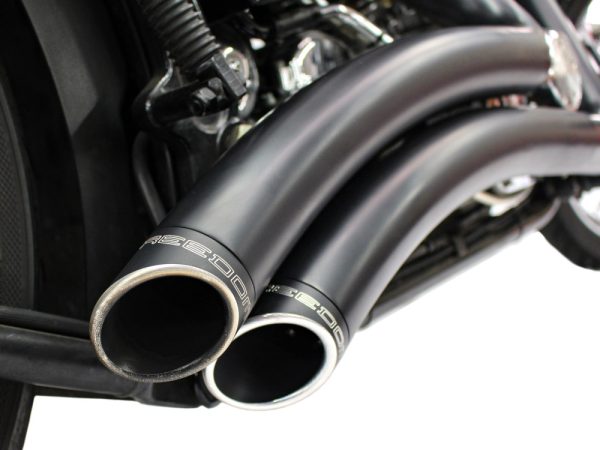 Sharp Curve Radius Exhaust - Black with Black End Caps. Fits Softail 1986-2017. - Image 2