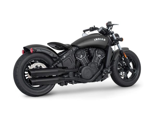 4in. Slip-On Mufflers - Black with Black Liberty End Caps. Fits Indian Scout 2015-2024