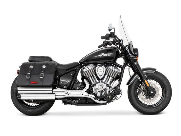 3.25in. Slip-On Mufflers - Chrome with Black Racing End Caps. Fits Indian Cruiser 2022up