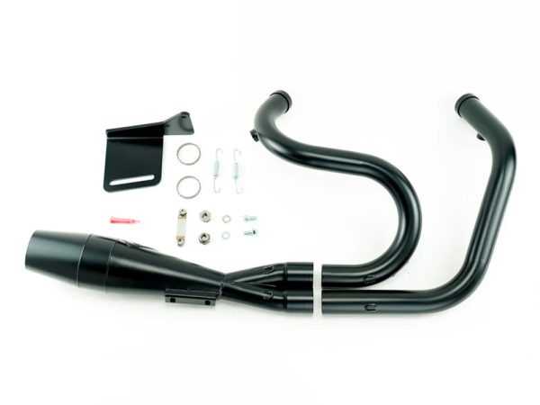 Shorty 2-into-1 Exhaust with Welded End Cap - Black. Fits Sportster 2004-2021 with Mid Controls. - Image 2