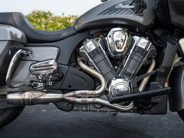 Shorty 2-into-1 Exhaust with Welded End Cap - Stainless. Fits Indian Challenger 2020up. - Image 2