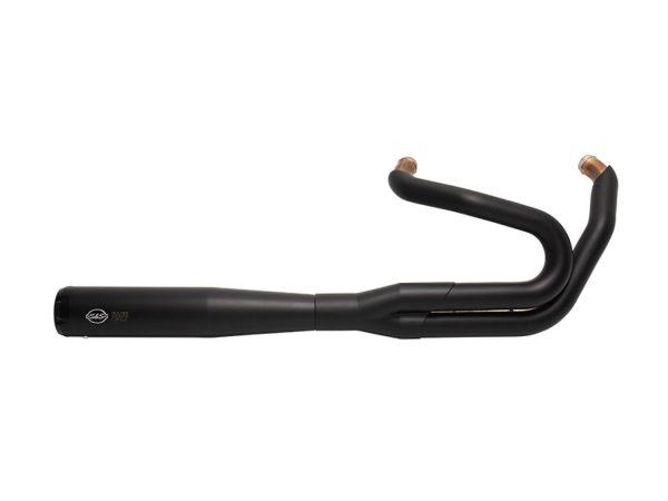 2-into-1 SuperStreet Exhaust - Black with Black End Cap. Fits Softail 2018up Non-240 Rear Tyre Models. - Image 3