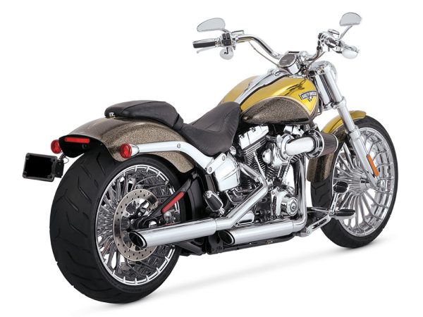 3in. Twin Slash Slip-On Mufflers - Chrome. Fits Softail FXST 2007-2017, Heritage Softail Classic 2007-2017, Breakout 2013-2017 & Rocker 2008-2011. - Image 2