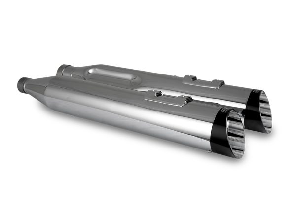 4.5in. Razorback Slash Cut Slip-On Mufflers - Chrome with Black End Caps. Fits Touring 2017up