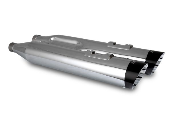 4.5in. Razorback Slash Cut Slip-On Mufflers - Chrome with Black End Caps. Fits Touring 2017up - Image 2