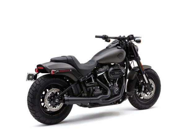 El Diablo 2-into-1 Exhaust - Black & Black End Cap. Fits Fat Bob 2018-2024
