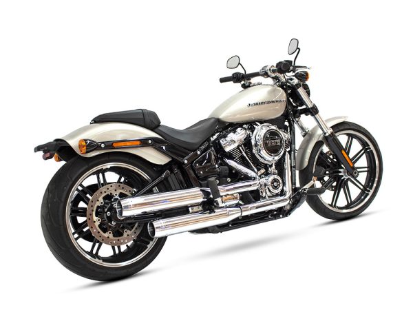 3-1/2in. Slip-On Mufflers - Chrome with Chrome End Caps. Fits Softail Slim, Street Bob, Standard & Low Rider Models 2018-2024 & Breakout & Fat Boy 2018up - Image 2