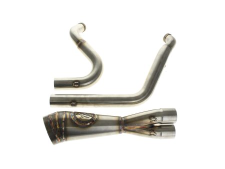 Shorty 2-into-1 Exhaust with RT End Cap - Stainless. Fits Softail 2018up with Non-240 Rear Tyre.