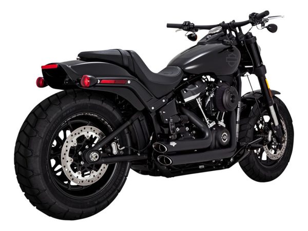 Shortshots Staggered Exhaust - Black. Fits Softail 2018-2024 Non-240 Tyre Models - Image 2