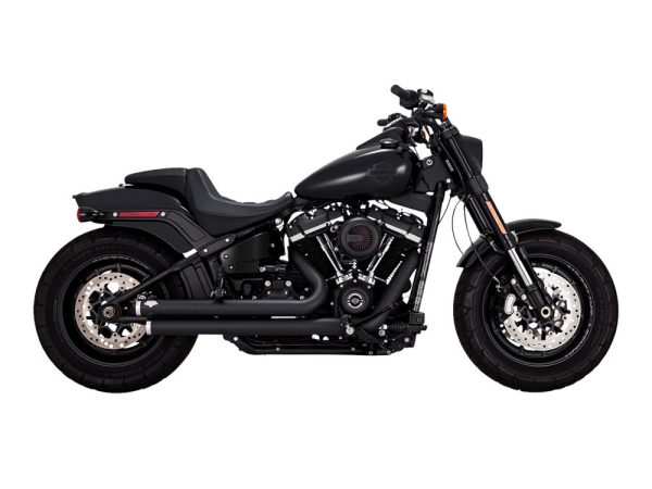 Big Shots Staggered Exhaust - Black. Fits Softail 2018-2024 Non-240 Tyre Models