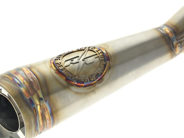 Shorty 2-into-1 Exhaust with RT End Cap - Stainless. Fits Softail 2018up with Non-240 Rear Tyre. - Image 2