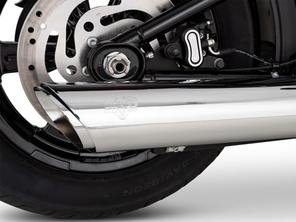 4in. Twin Slash Slip-On Muffler - Chrome. Fits Softail Street Bob, Low Rider S, Low Rider ST & Heritage 2025up - Image 3