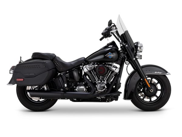 4in. Twin Slash Slip-On Muffler - Black. Fits Softail Street Bob, Low Rider S, Low Rider ST & Heritage 2025up - Image 2