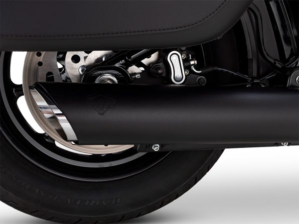4in. Twin Slash Slip-On Muffler - Black. Fits Softail Street Bob, Low Rider S, Low Rider ST & Heritage 2025up - Image 4