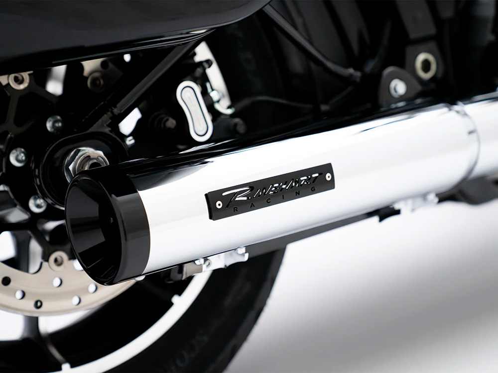 4in. HP40 Slip-On Muffler - Chrome with Black End Cap. Fits Softail Street Bob, Low Rider S, Low Rider ST & Heritage 2025up - Image 3