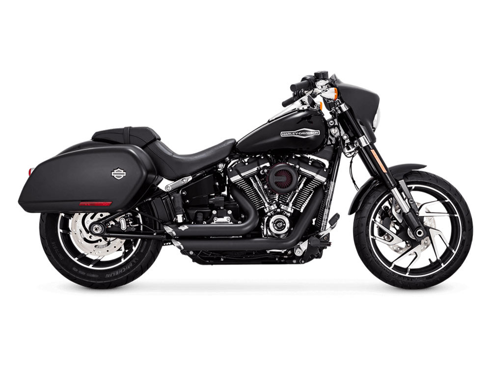 Shortshots Staggered Exhaust - Black. Fits Softail 2018-2024 Non-240 Tyre Models - Image 3