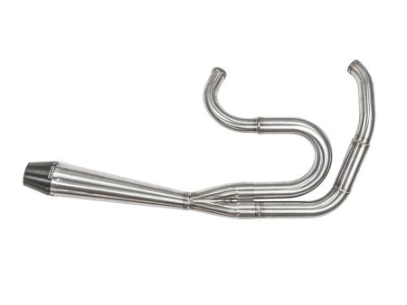 Mid Length 2-into-1 Exhaust with Billet End Cap - Stainless. Fits Dyna 1991-2017