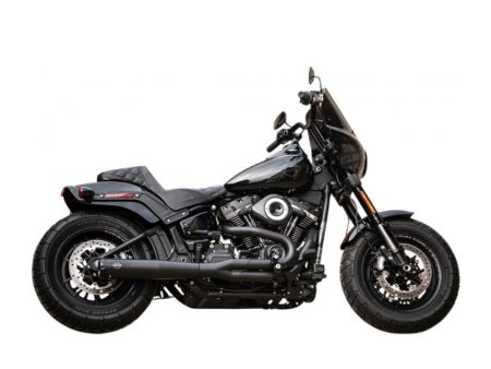 2-into-1 SuperStreet Exhaust - Black with Black End Cap. Fits Softail 2018-2024 Non-240 Rear Tyre Models.