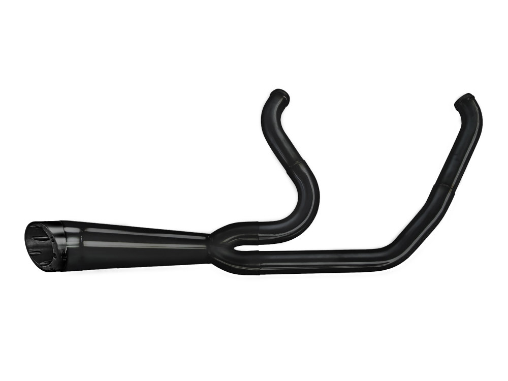 Shorty Turnout 2-into-1 Exhaust - Black with Black End Cap. Fits Softail 2018-2024