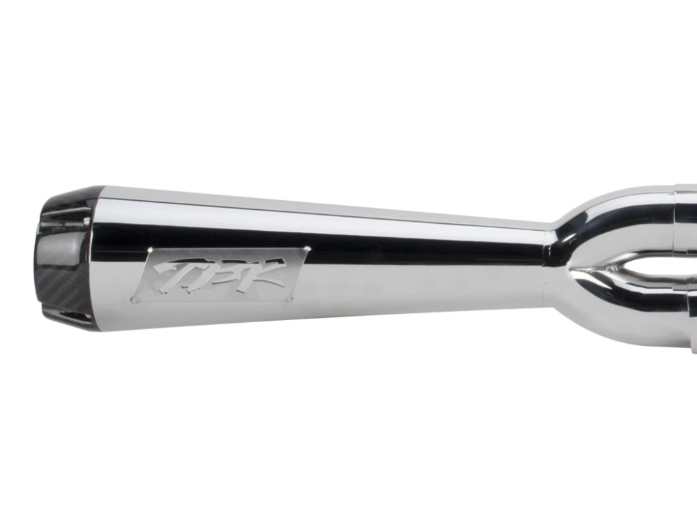 Comp-S 2-into-1 Exhaust - Polished with Carbon Fiber End Cap. Fits Softail 2000-2017, Rocker 2008-2011 & Breakout 2013-2017